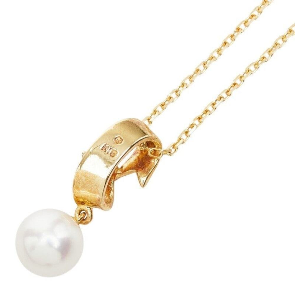 Mikimoto Akoya Pearl 7.1mm 18K Yellow Gold Pendant Necklace Gold